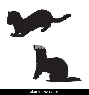Ferret Art Silhouette Stock Vector