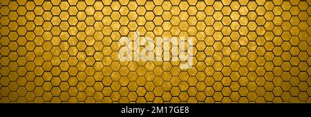 Gold metallic honeycomb and hexagon background pattern. 3d rendering Stock Photo