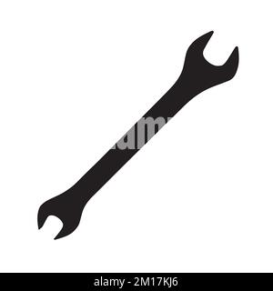 Vector Illustration of Open End Spanner Silhouette Stock Vector