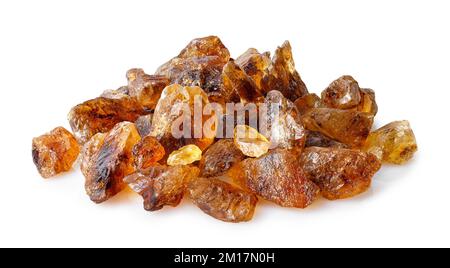 heap of brown caramelized sugar isolated on white Stock Photo