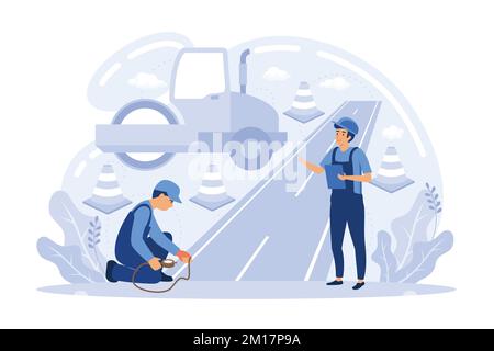Road safety. Traffic crime and fraud, road works, fellow traveller, hitchhiking, criminal traffic, construction and repair, speed limit sign abstract Stock Vector