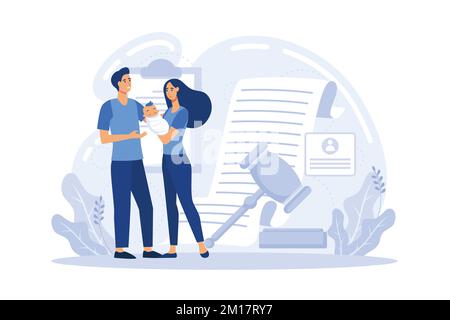 Parenting abstract concept. Adoption of a child, custody and guardianship, foster care parent, family conflict, orphanage, adoptive parents, flat vect Stock Vector