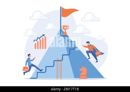 Business competition flat vector illustration. Career ladder, job promotion, corporate competition, success achievement concept. flat vector modern il Stock Vector