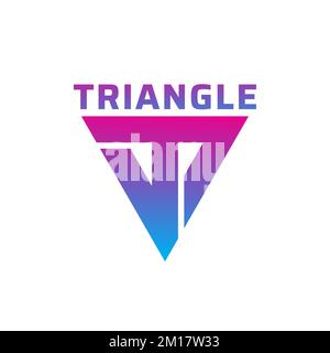 Letter T in Triangle Shape. Alphabet Logo Design with Futuristic Multicolor Gradient Stock Vector