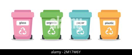 Set of sorting bins for garbage of different colors illustration in a flat  design Stock Vector Image & Art - Alamy