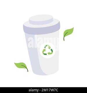 Paper coffee cup. Sustainable lifestyle, zero waste, ecological concept. Vector illustration in cartoon style. Recycling, waste management, ecology, sustainability. Stock Vector