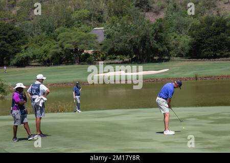 Ernie Els putting on Leopard Creek's 16th hole during the Alfred Dunhill Championship at Leopard Creek Credit: AfriPics.com/Alamy Live News Stock Photo