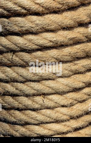 Inen rope in view as a thread background Stock Photo