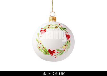 Christmas bauble. Christmas tree decorated ball isolated on white background. Stock Photo
