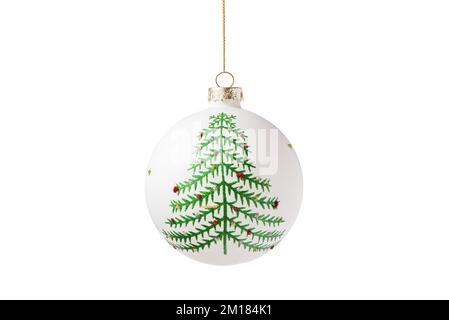 Christmas tree decorated ball isolated on white background. Christmas bauble. Stock Photo