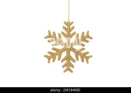 Christmas tree golden shining star, holiday ornament decoration Stock Photo