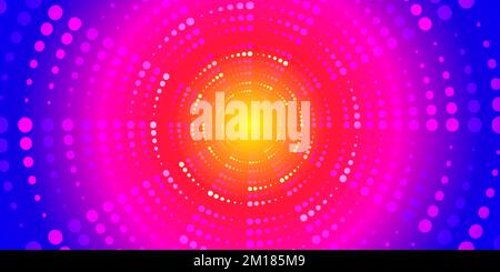 Digital poster with dots, radial party background Stock Vector