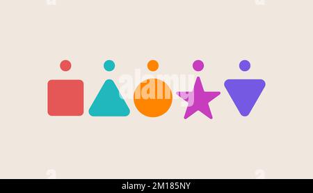 Diversity logo, people in form of different geometric shapes Stock Vector