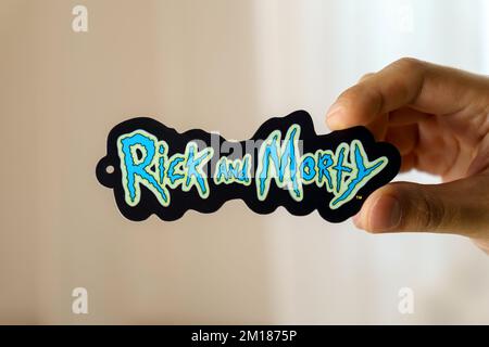 Tyumen, Russia-August 25, 2022: Rick and Morty adult animated science fiction sitcom. Selective focus Stock Photo