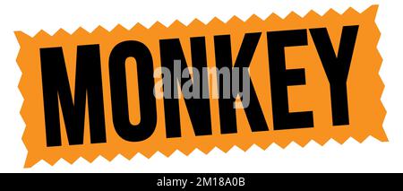 MONKEY text written on orange-black zig-zag stamp sign. Stock Photo