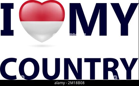 Heart with Indonesian flag colors. I Love My Country - Indonesia Stock Vector