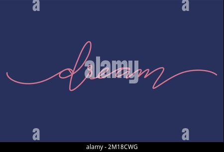 dream word lettering design in continuous line drawing vector Stock Vector
