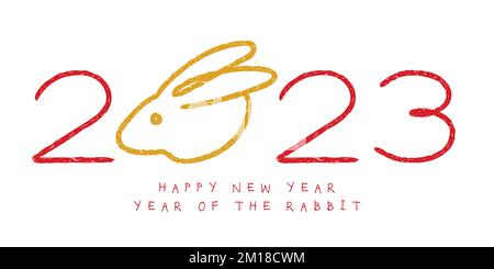 happy new year, year of rabbit 2023 typography vector illustration Stock Vector