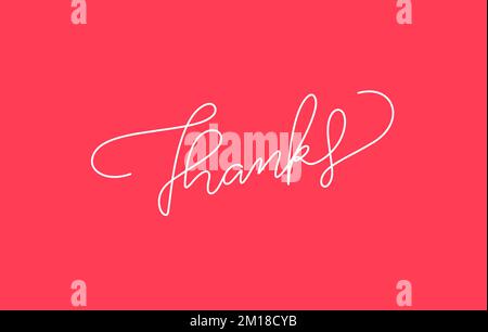thanks word lettering design in continuous line drawing vector Stock Vector