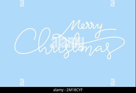 merry christmas lettering design in continuous line drawing vector Stock Vector