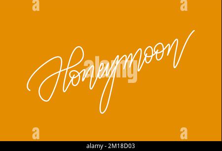 honeymoon word lettering design in continuous line drawing vector Stock Vector