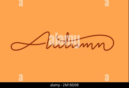 autumn season word lettering design in continuous line drawing vector Stock Vector