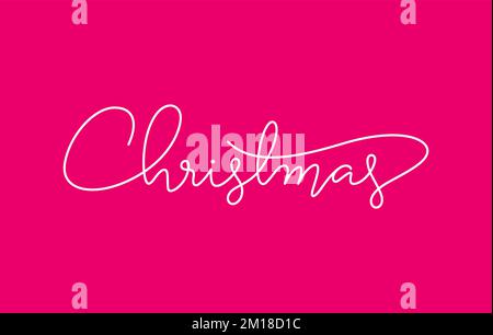 christmas lettering design in continuous line drawing vector Stock Vector