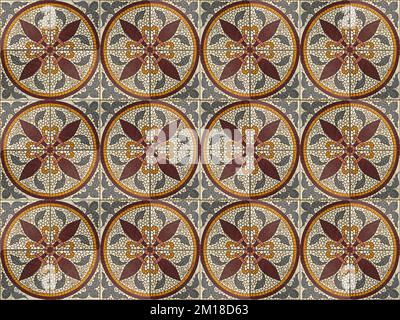 Ancient hydraulic tiles on floor in Teresopolis, Rio de Janeiro, Brazil Stock Photo