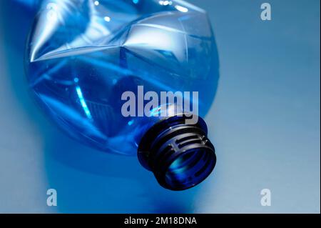 empty blue plastic bottle, recycling concept Stock Photo