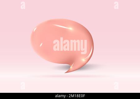 3d speech bubble orange symbol Isolated on light rose background. Realistic social media chat 3d vector rendering illustration. Stock Vector