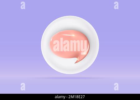 3d speech bubble with app symbol Isolated on light blue background. Realistic social media chat 3d vector rendering illustration. Stock Vector