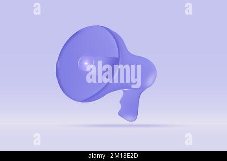 3d megaphone speaker flash lightning symbol Isolated on light blue background. Realistic loudspeaker bullhorn 3d vector rendering illustration. Stock Vector