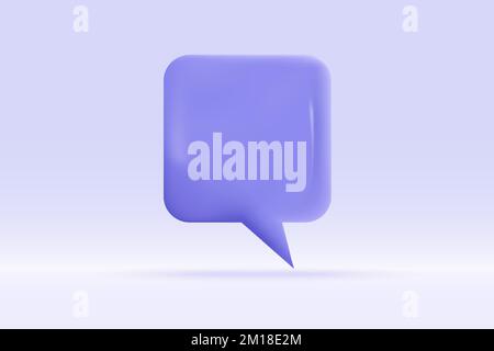 3d speech bubble purple symbol Isolated on light blue background. Realistic social media chat 3d vector rendering illustration. Stock Vector