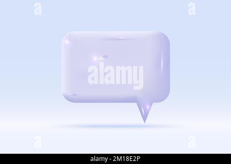 3d speech bubble purple symbol Isolated on light blue background. Realistic social media chat 3d vector rendering illustration. Stock Vector