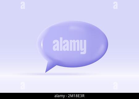 3d speech bubble purple symbol Isolated on light blue background ...