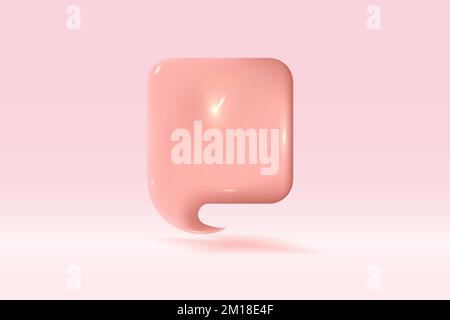 3d speech bubble orange symbol Isolated on light rose background. Realistic social media chat 3d vector rendering illustration. Stock Vector