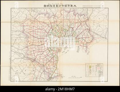 Street plan of greater Tokyo - decided 1927. Part of a collection of 7 ...