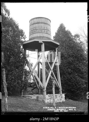 Sudbury Reservoir, Section A, water tank back of Joseph Burnett, from the west, Southborough, Mass., Nov. 29, 1897 , waterworks, reservoirs water distribution structures, real estate Stock Photo