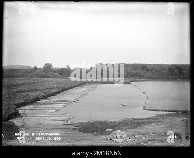 Sudbury Reservoir, Section L, muck hole filled with water, from the west, Southborough, Mass., Sep. 25, 1896 , waterworks, reservoirs water distribution structures, construction sites Stock Photo