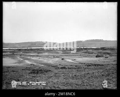Sudbury Reservoir, Section Q, showing muck, from the west, Marlborough, Mass., Nov. 15, 1898 , waterworks, reservoirs water distribution structures, construction sites Stock Photo