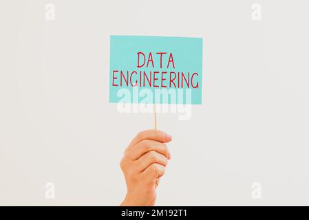 Conceptual caption Data Engineering. Word Written on data science that focuses on practical applications of data Stock Photo