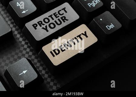 Conceptual caption Protect Your Identity. Word Written on enabling privacy on your social media accounts Stock Photo
