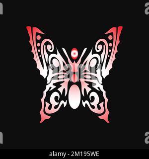 Butterfly logo vector illustration with black background Stock Vector