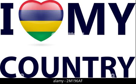 Heart with Mauritian flag colors. I Love My Country - Mauritius Stock Vector