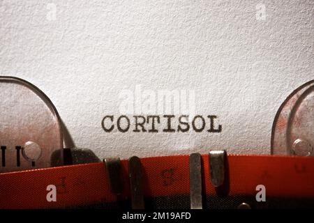 Cortisol word written with a typewriter. Stock Photo