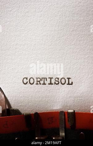 Cortisol word written with a typewriter. Stock Photo