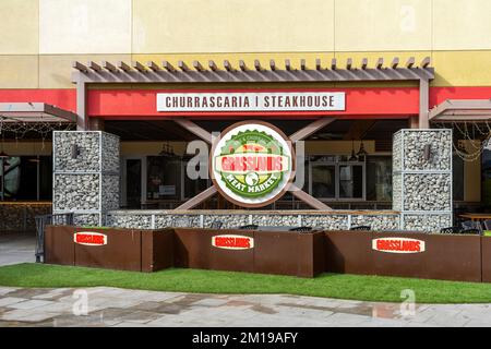 Anaheim, CA, USA – November 2, 2022: Exterior of Grassland Churrascaria Steakhouse business closed in Anaheim, California. Stock Photo