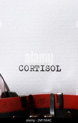 Cortisol word written with a typewriter. Stock Photo