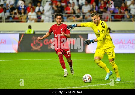 Dubai, UAE, 11th December 2022. Action from the 2022 Dubai Super Cup match between Liverpool F.C. and Olympique Lyonnais at the Maktoum Stadium. Olympique won 3-1 in the 2nd of 4 games in the tournament that also features Arsenal and AC Milan. Credit: Feroz Khan/Alamy Live News Stock Photo