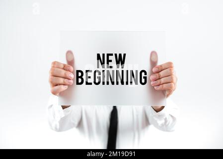 Text caption presenting New Beginning. Business showcase Different Career or endeavor Starting again Startup Renew Stock Photo